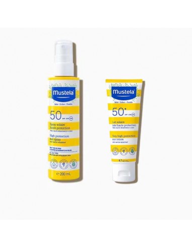 MUSTELA Pack  Ahorro Spray Solar Spf50 + Leche Rostro Spf50
